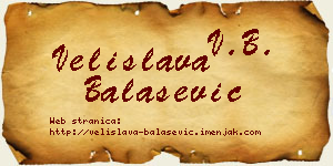 Velislava Balašević vizit kartica